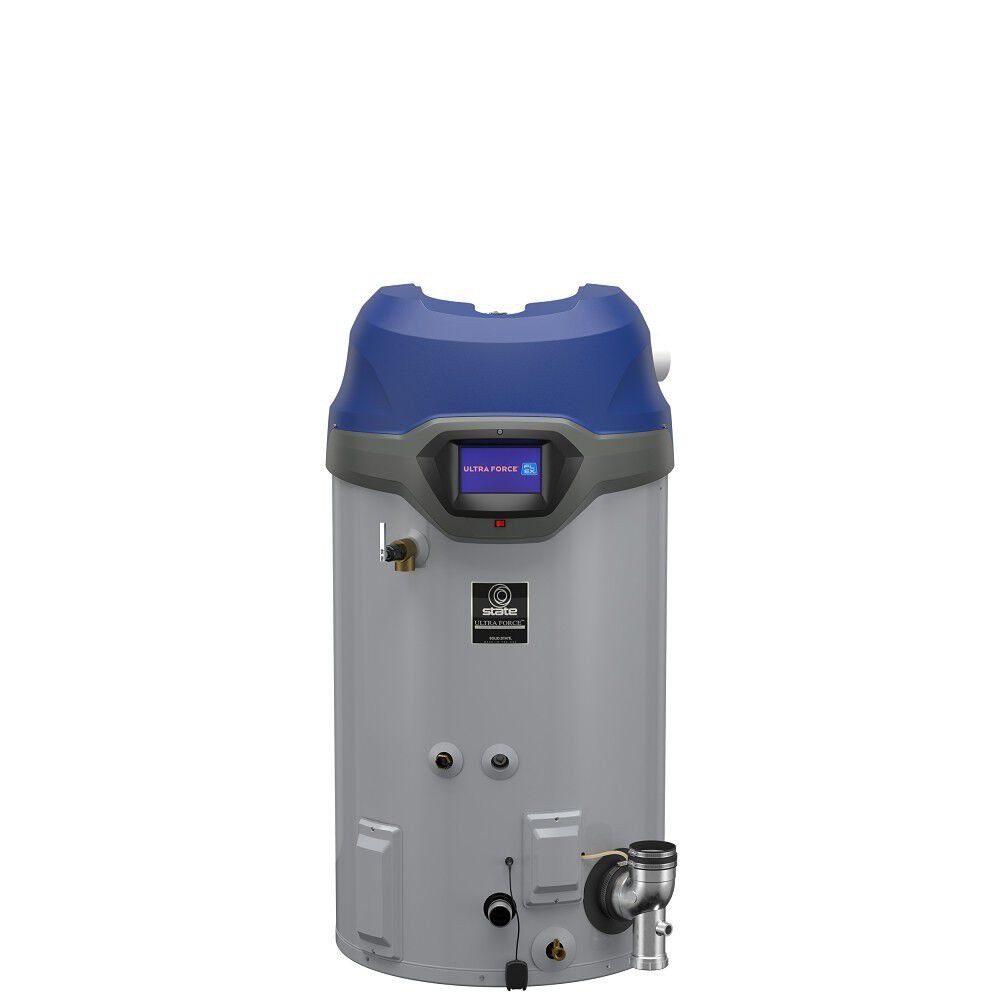 STATE SUF60-120PE: 60 GALLON, 120,000 BTU, LP, MODULATING ULTRA FORCE FLEX COMMERCIAL GAS WATER HEATER, 3inch VENT